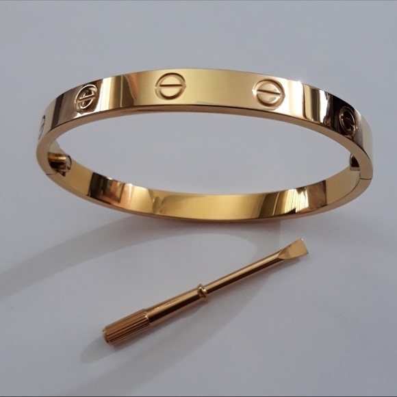 NEW Stainless Steel Screw Cuff Bangle Love Bracelet with Screwdriver in Gold - Picture 9 of 14